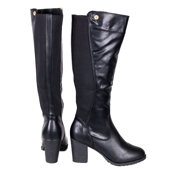 Women's Boots, Tall 18" Faux Leather Fashion Shoes, Tb-2013 - Picture 1 of 6